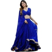 Reception Party Wear Indian Pakistani Designer Alia Bhatt Style Lengha Choli  Blue, XXS - 34