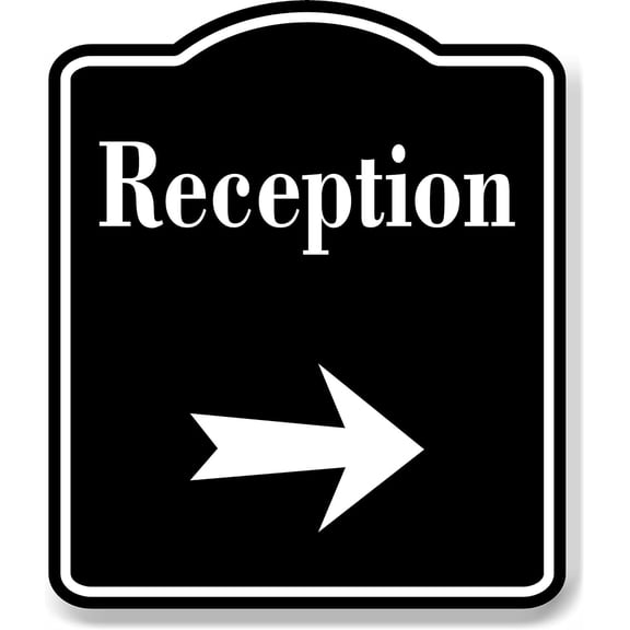 Reception Right Arrow BLACK Aluminum Composite Sign, 20"x24"