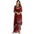 thumbnail image 1 of Reception Wear Indian Designer Shalwar Kameez Outfits Pakistani Trouser Pant Suits ( Red, M - 40 ), 1 of 5