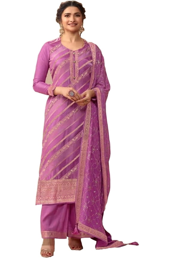 Reception Wear Indian Shalwar Kameez Outfits Pakistani Designer Palazzo Suits ( Lavender, 3XL - 48 )