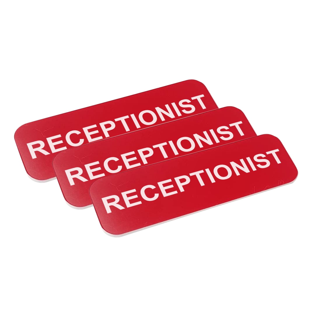 Pastor Name Tags - 1x3 Inch Brushed Gold Engraved Badges (10 Pack)