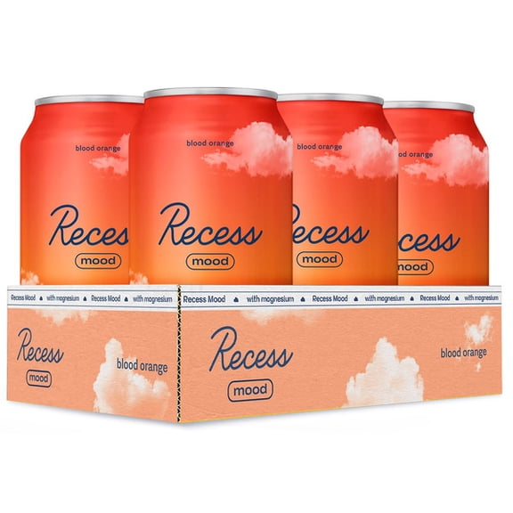 Recess Mood Blood Orange Sparkling Water, 12 fl oz Cans (6 Pack)