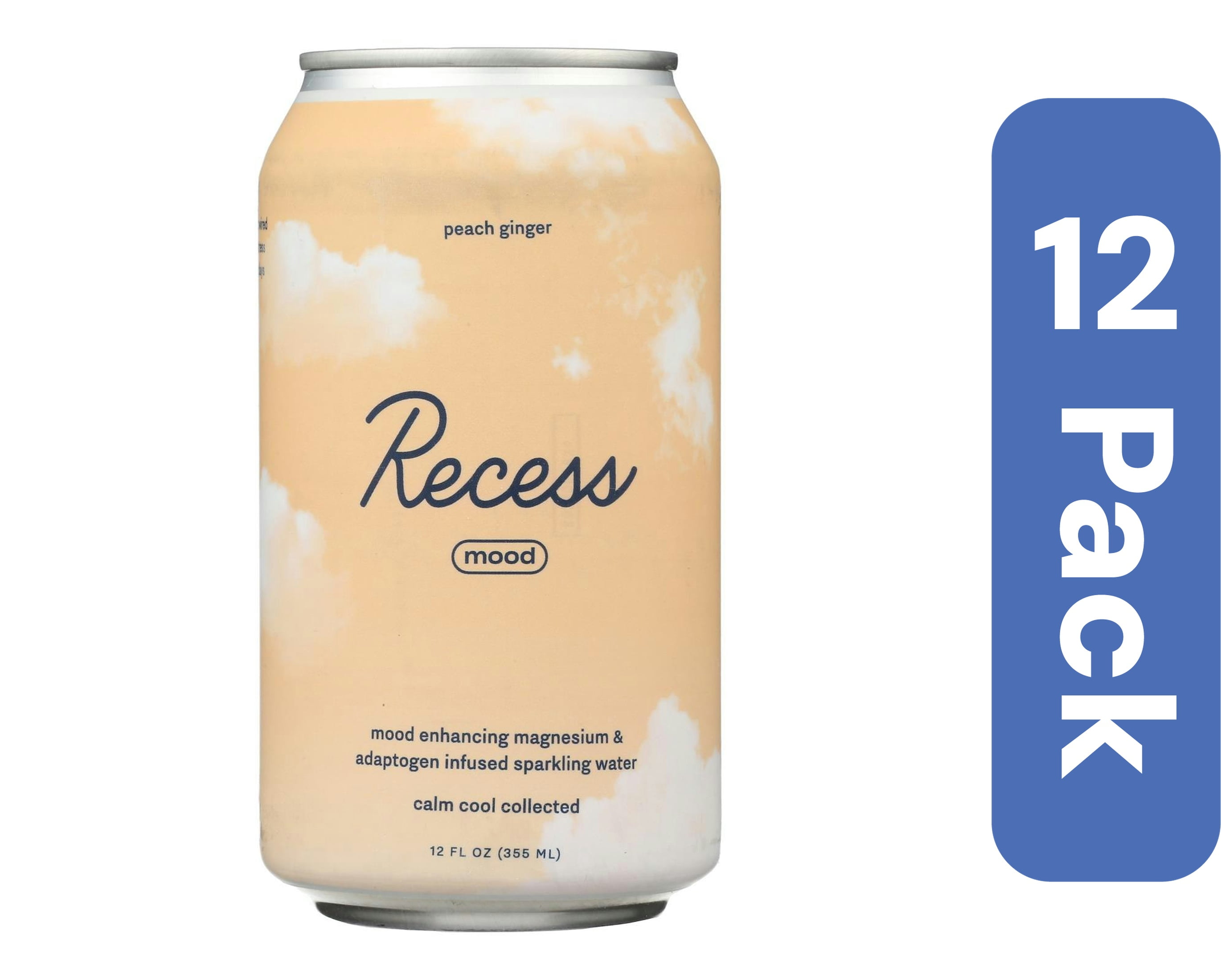 Recess Sparkling Water Peach Ginger 12 oz (Pack Of 12)