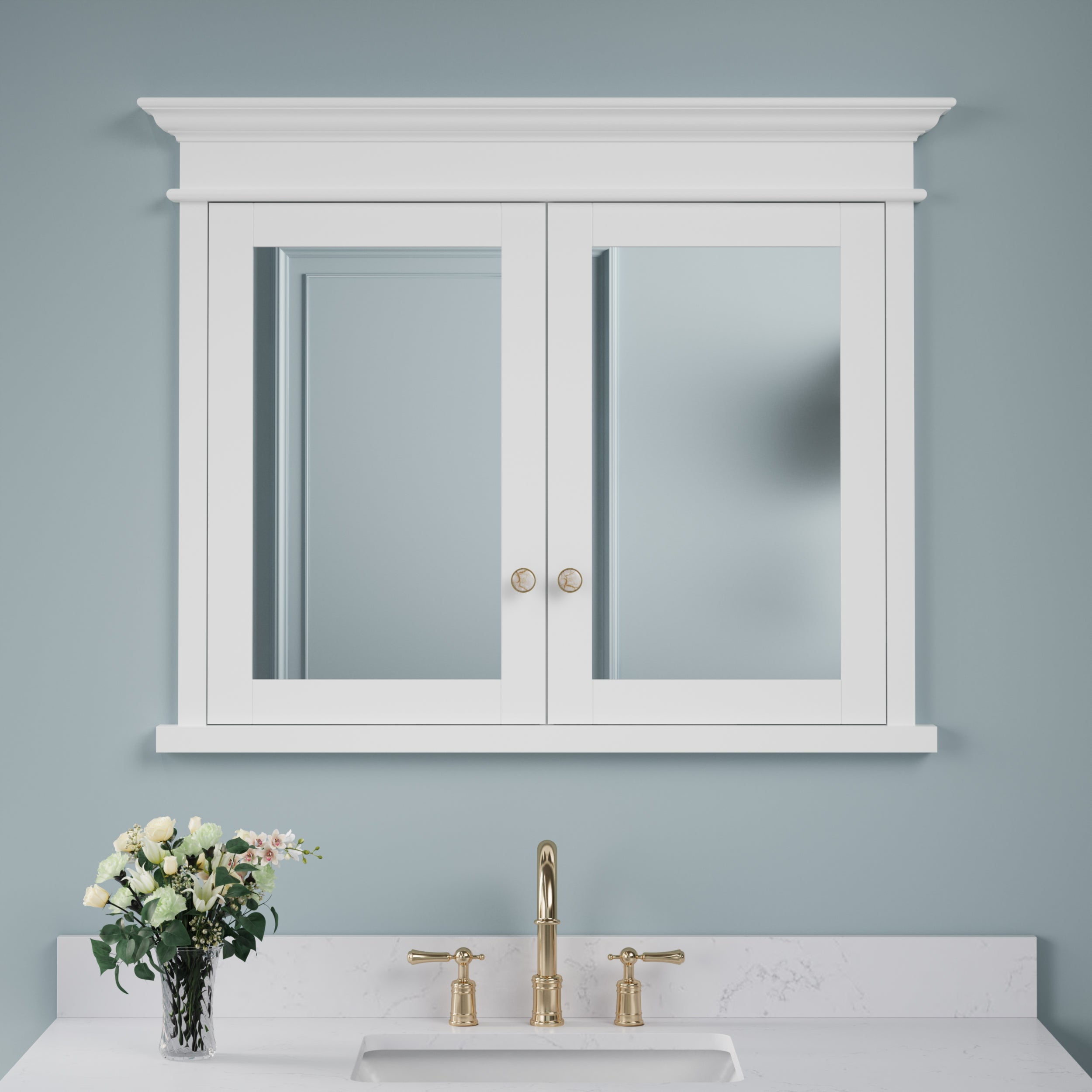 Recessed built in bathroom mirror cabinet discount
