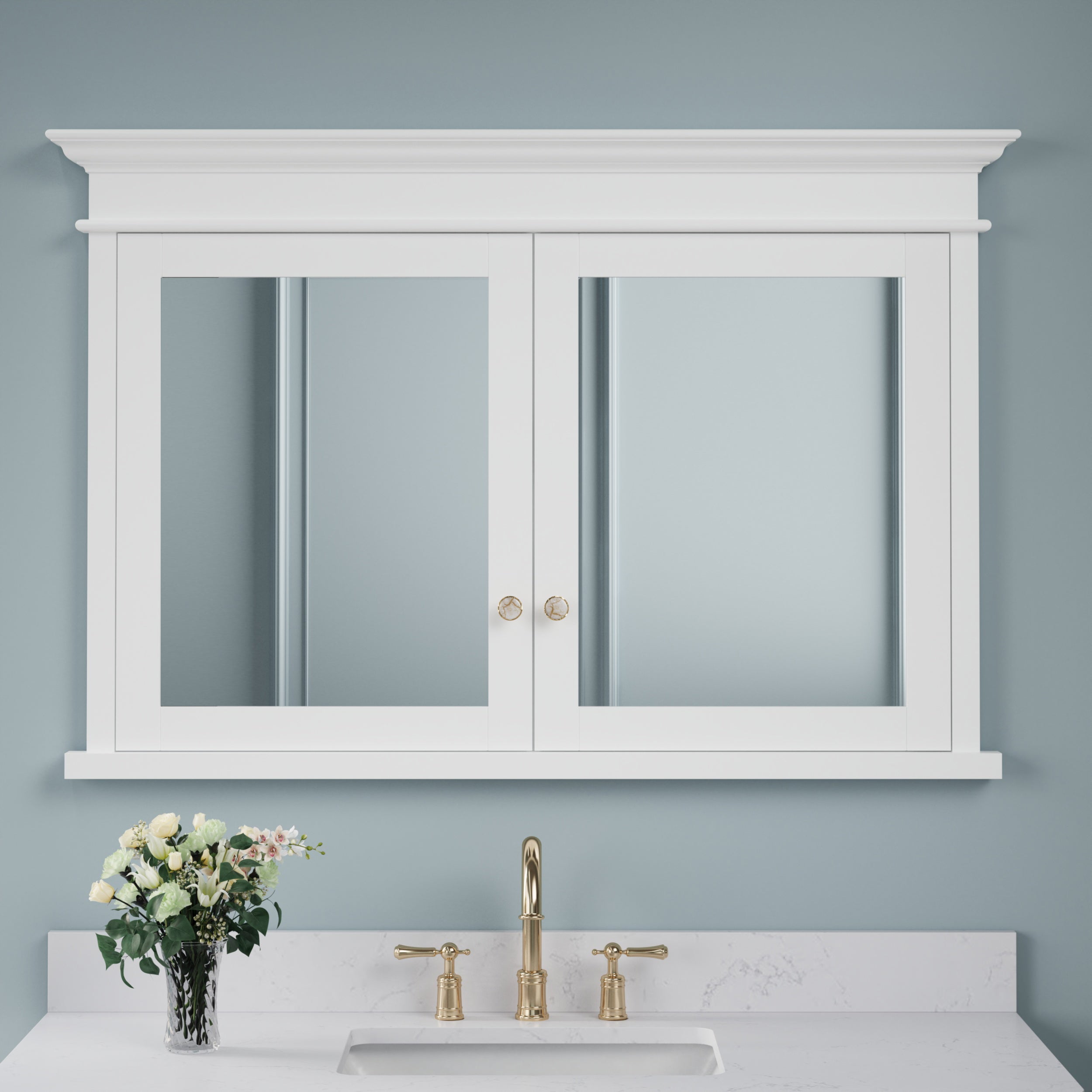 WELLFOR 48 in.W x 32 in.H Recessed Medicine Cabinet Bathroom Vanity ...