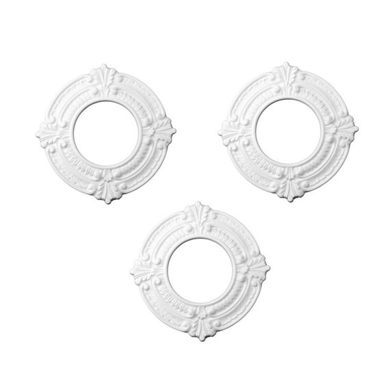 Recessed Ceiling Fan Spot Light Trim White Urethane Decorative Ceiling Medallion 4" ID x 8" OD Light Rosette Water resistant Lightweight Ceiling Moulding Renovators Supply Pack of 3