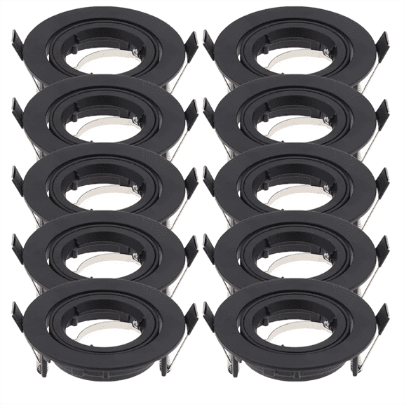 Recessed Ceiling Light Trim Metal Spotlight Trim Light Fixture Frame Ring Trim for Can Lights Ceiling Light Accessories,10 * Recessed Ceiling Light Trim,Black