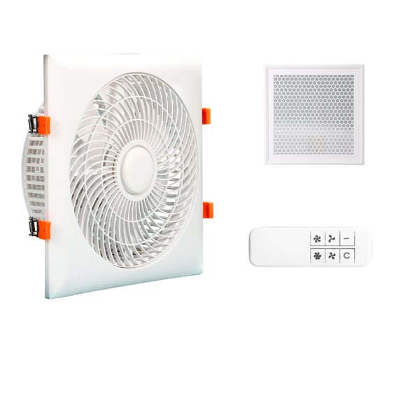 Recessed Ceiling Ventilation Fan 30 cm Square Panel with Remote Handset for Household Kitchen Air Exchange Use