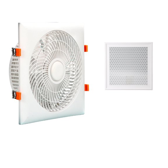 Recessed Ceiling Ventilation Fan 30 cm Square Panel with Remote Handset for Household Kitchen Air Exchange Use