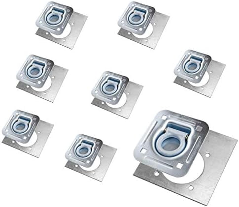 6-Pack Surface Mount D-Ring Tie Downs - 1,200 Lb Break Strength, 400 Lb Working Load, Zinc Coated