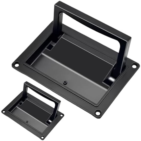 Recessed Door Pull Handles, Large Zinc Alloy Folding Pull Handle, Black Flush Lift Ring Pull Handles for Furniture, Cabinet, Dresser, Drawer, Cupboard, Toolbox,5.1" * 3.6",2 Pack