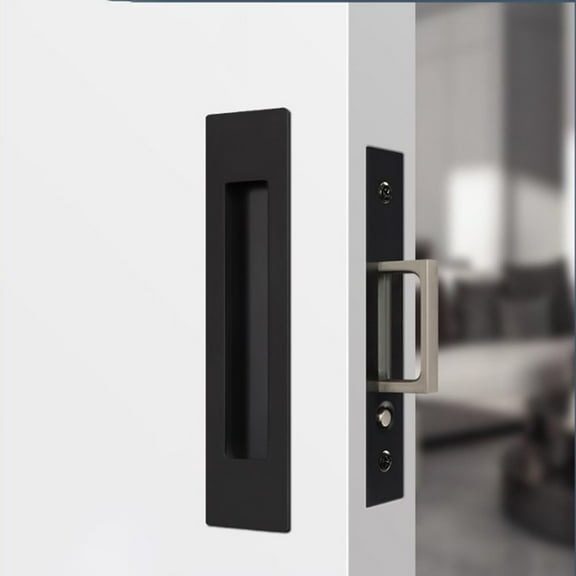 Recessed Finger Flush Pull Sliding Wardrobe Door Handle with Edge Pull Black