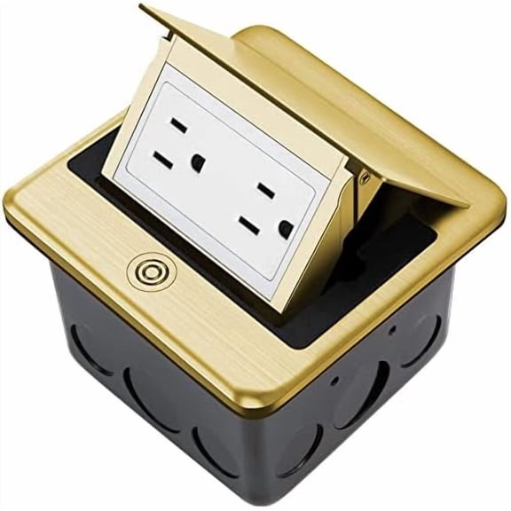 Recessed Floor Electrical Outlet Kit, Electrical Outlet Covcer Box, 20A Tamper-Resistant Receptacle Outlet with Slow Elastic Damping ,ETL ,Brass