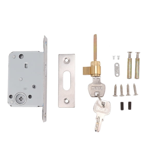 Recessed Handle Sliding Door Mortise Lock Set, Zinc Alloy Pocket Door Latch with 2 Keys for Bedroom Kitchen Wardrobe, 6.3 x 1.8 0.6 Inch wood 2 Keys Zinc Alloy