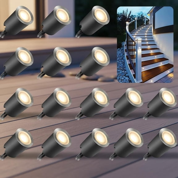Recessed LED Deck Light Kits with Protecting Shell, Outdoor LED Landscape Lighting IP67 Waterproof, Low Voltage for Garden, Yard, Stair, Patio, Floor, Kitchen Decoration
