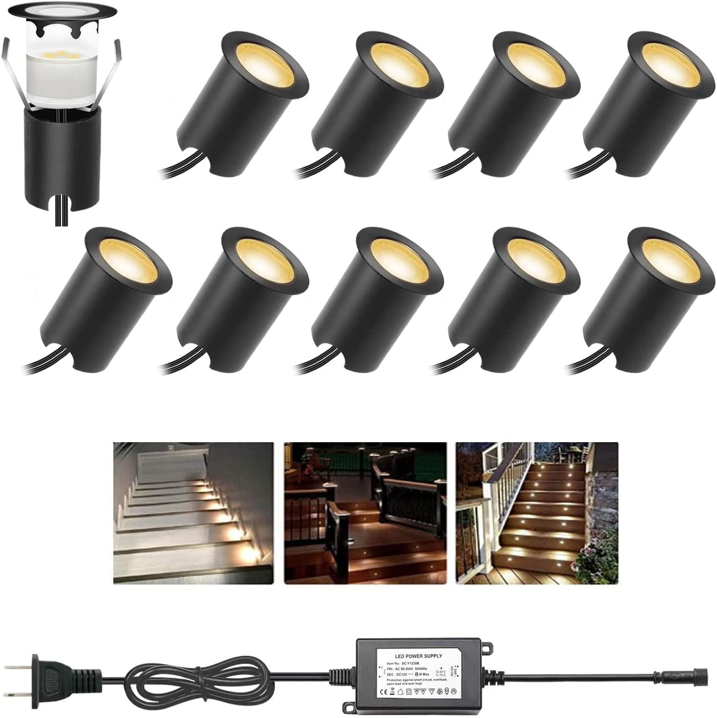 Recessed Led Deck Lights Kits With Protecting Shell Pack Ip Waterproof V Low Voltage