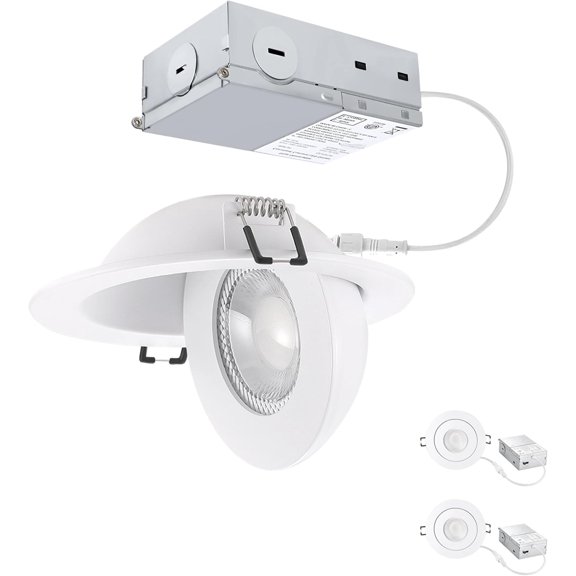 Recessed Lighting 4 inch Gimbal 9W 5CCT Swivel Ceiling Eyeball Spotlight 4inch Dimmable Recessed Lights, Soffit Indoor Directional Lighting, 90? Tilt and 360? Rotation White 2 Pack