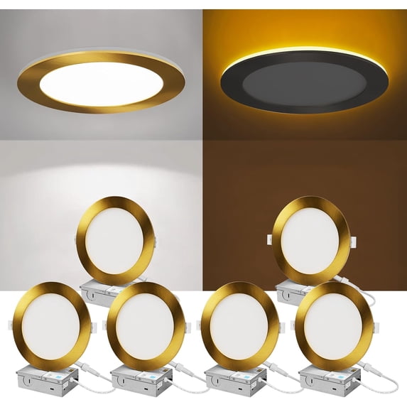 Recessed Lighting 6 Inch - 12W 1100LM LED Recessed Ceiling Light with Night Light,2700K/3000K/4000K/5000K/6000K Selectable Ultra-Thin Lighting,Dimmable Canless Wafer Downlight,Pack of 6().