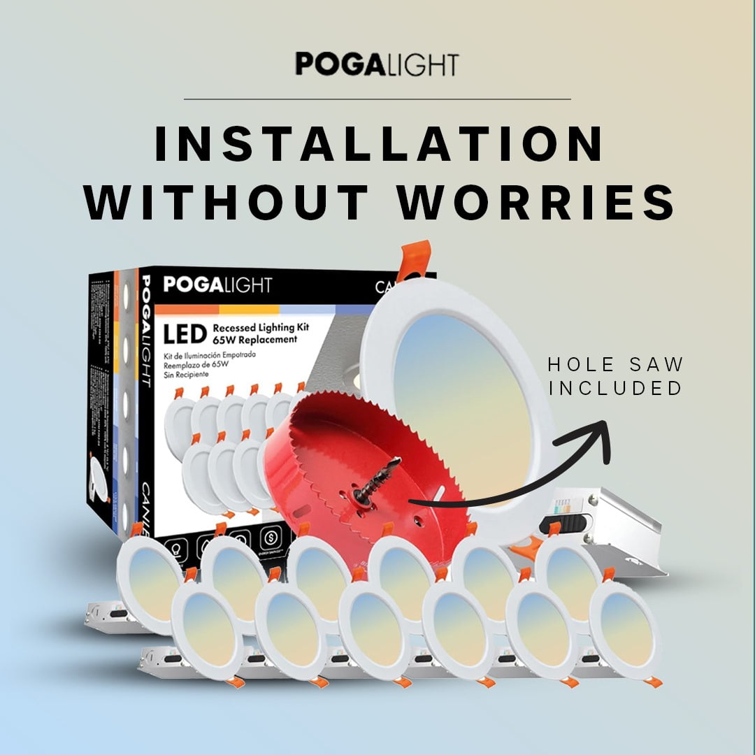 6-Inch Ultra-Thin LED Recessed Ceiling Light with Hole Saw