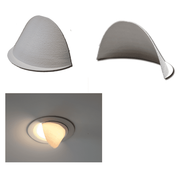 Recessed Lighting Half Dome Shade Stick-on Easy Install white 2 Pack