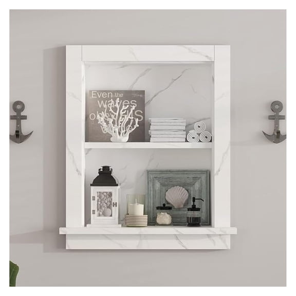 Recessed Medicine Cabinet,14x18 Bathroom Cabinet with Storage,Strong MDF in Wall Shower Niche,Bathroom Niche for Shower Wall for Home,Wall Niches Insert for Drywall,White Marble