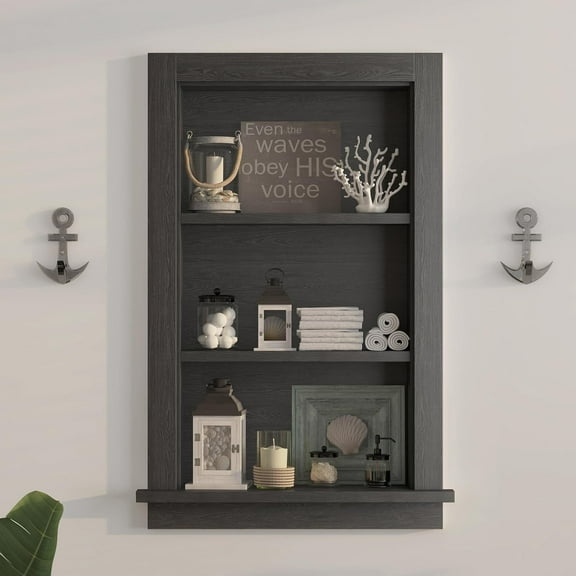 Recessed Medicine Cabinet,14x24 in Wall Bathroom Cabinet with Storage,Bathroom Niche for Shower Wall for Bedroom/Hallway,Black Shower Wall Niche Insert for Drywall,MDF