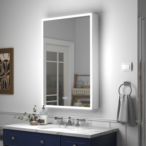 Recessed Medicine Cabinet With Mirror 24 X 36 | Rim LED Lighted