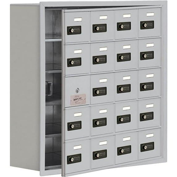 Salsbury Industries B1887264 Assembled 20 Door Welded Cell Phone Locker with Recessed Combo Locks, Gray - 30.5 x 8.75 x 31 in.