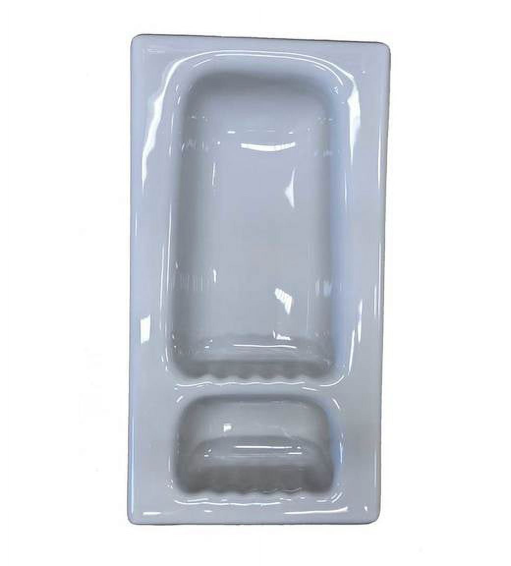 Recessed Narrow Shower Niche 2 Sections Porcelain Sterling Silver Glossy Approx 7"x14