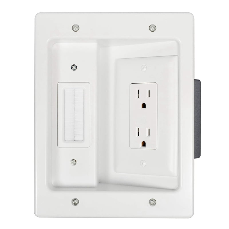 Recessed Outlet Box in Wall Cable Management Kit 15A 125V Hide TV Power Cables & Low Voltage Wires Behind the Wall