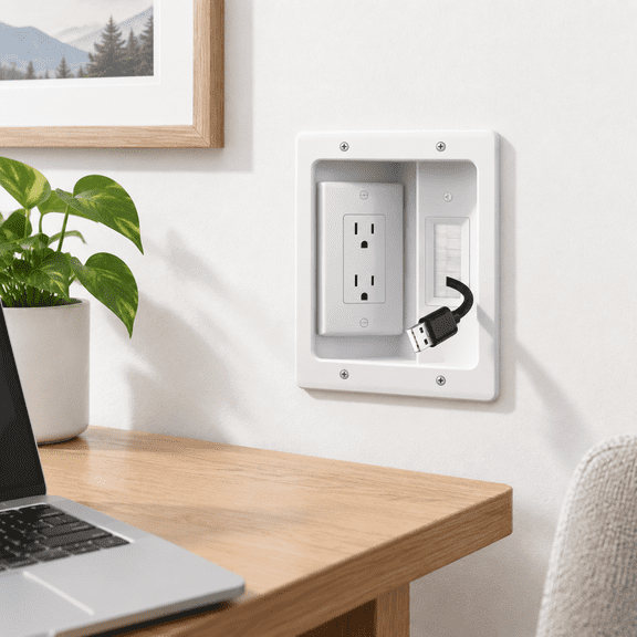 Recessed Outlet In-Wall Cable Management Kit for Wall-Mounted TVs and Entertainment Systems