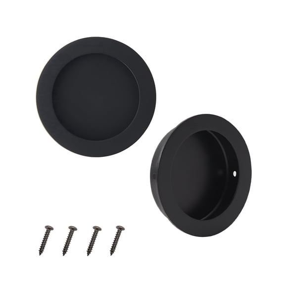Kindoodos Recessed Pocket Door Pull Handles, 2‑3/4 inch, Sliding Closet Door Handle, Black, 2‑Pack