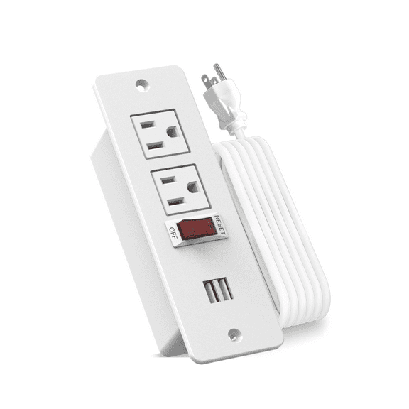 Recessed Power Strip, Flush Mount Desk Mount Surge Protector, 2 Outlets Multi Plug Outlet Extender, Hidden USB Charging Station for Desk/Counter/Furniture