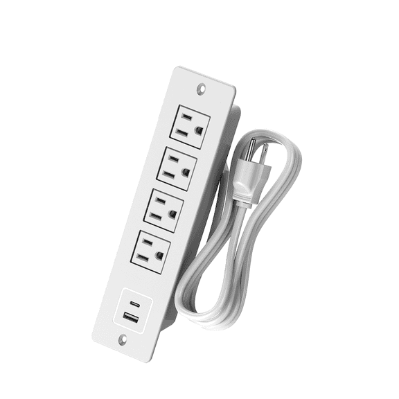Recessed Power Strip Hidden Outlet Desktop Extension Cord Desk Extender, Desktop Outlet Hub with Multiple Outlets, USB Furniture Power Strip for Home Office Desk & Computer Workstation, Under Desk