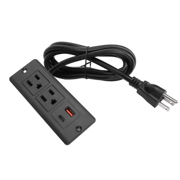 Recessed Power Strip with 2 Outlets & 2 USB Ports Fast Charging Desk Outlet Grommet for Furniture, 4.96 inches / 12.6 cm