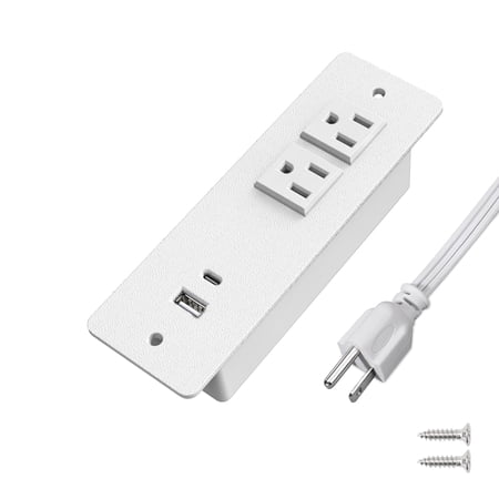 Recessed Power Strip with USB C 20W PD, Conference Flush Mount Desk Outlets Bulit-in Power Socket for Cabinet Nightstand Counter