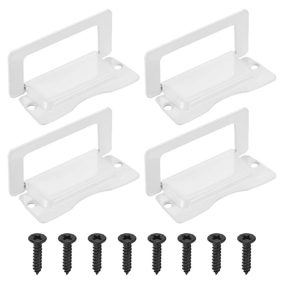 Recessed Pull Door Handle, 4 Pack Invisible Flush Pull Handle with Screws for Cabinet Door Toolbox Container Home, White