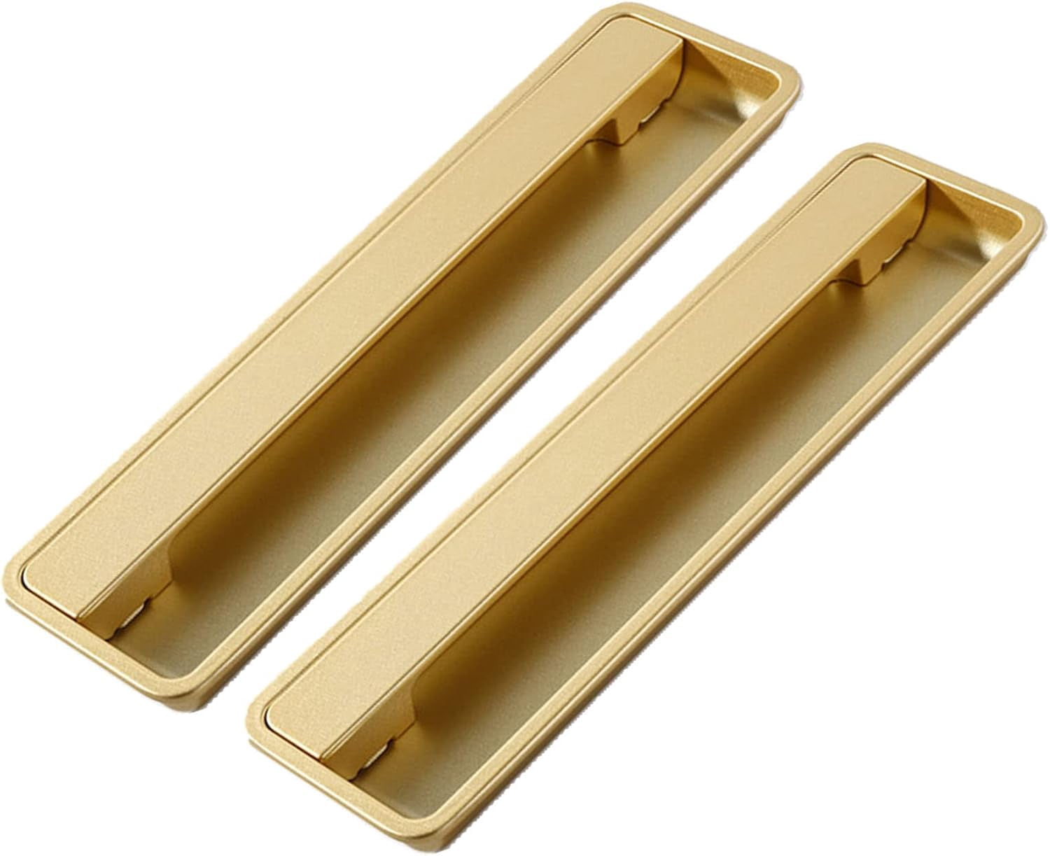 2 Pack Matte Black Recessed Sliding Door Handles - Flush Mount Rectangle Pull For Cabinets, Drawers, & Sliding Doors