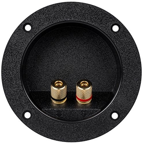 Recessed Round Speaker Terminal w/Gold Banana Type 5-Way Binding Posts