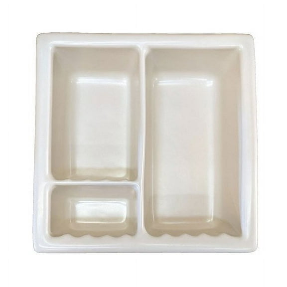 Recessed Shampoo Holder Soap Dish - Porcelain - 3 Sections - Bone Matte - Approx 13"x13"- for Shower Bathroom