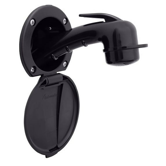 Recessed Shower - Black Cup & Lid, Small Black Sprayer, 6' Black Rubber Hose Ambassador Marine 136-0000-KP
