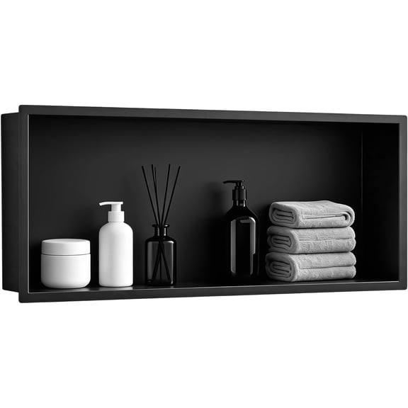 Recessed Shower Niche 30"W x 12"H Matte Black Stainless Steel No Tile Needed