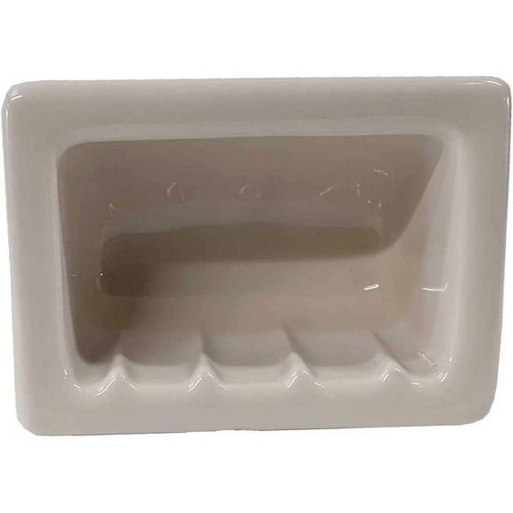 Recessed Shower Niche Porcelain 6X4 Perfect for Soap and or Foot Rest - Easy to Install (Almond Biscuit Glossy)