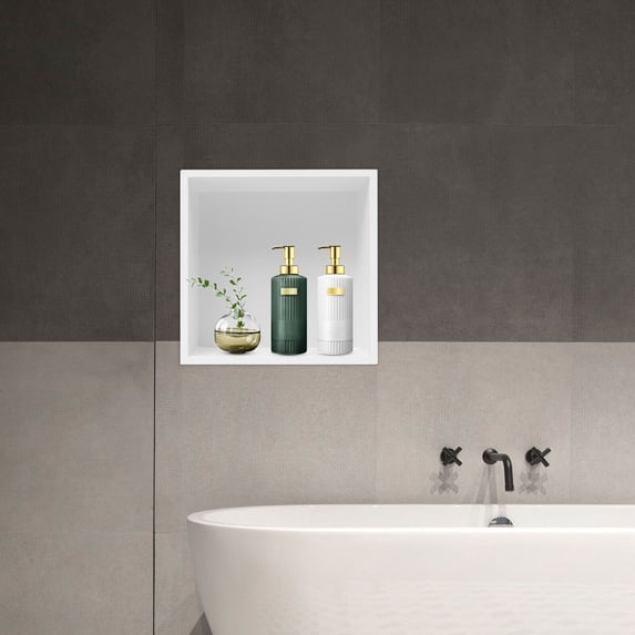 Recessed Shower Storage Shelf Stainless Steel White Bathroom Shower Organizer
