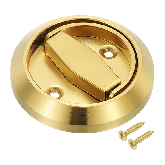 Recessed Sliding Door Pulls Handles 304 Stainless Steel Round Hidden Closet Finger Flush Knob with Screws Gold