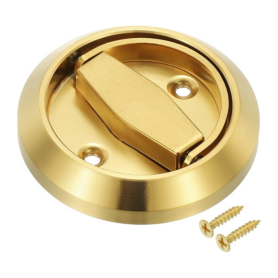 Recessed Sliding Door Pulls Handles 304 Stainless Steel Round Hidden Closet Finger Flush Knob with Screws Gold