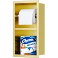 thumbnail image 1 of Recessed Toilet Paper Holder, 304 Stainless Steel Bathroom Toilet Paper Holder with Storage, in Wall Tissue Toilet Roll Holder, Brushed Golden, 1 of 15
