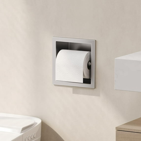 Recessed Toilet Paper Holder, Brushed Toilet Paper Holder Built-in, Stainless Steel Recessed Tissue Paper Roll Holder, in Wall