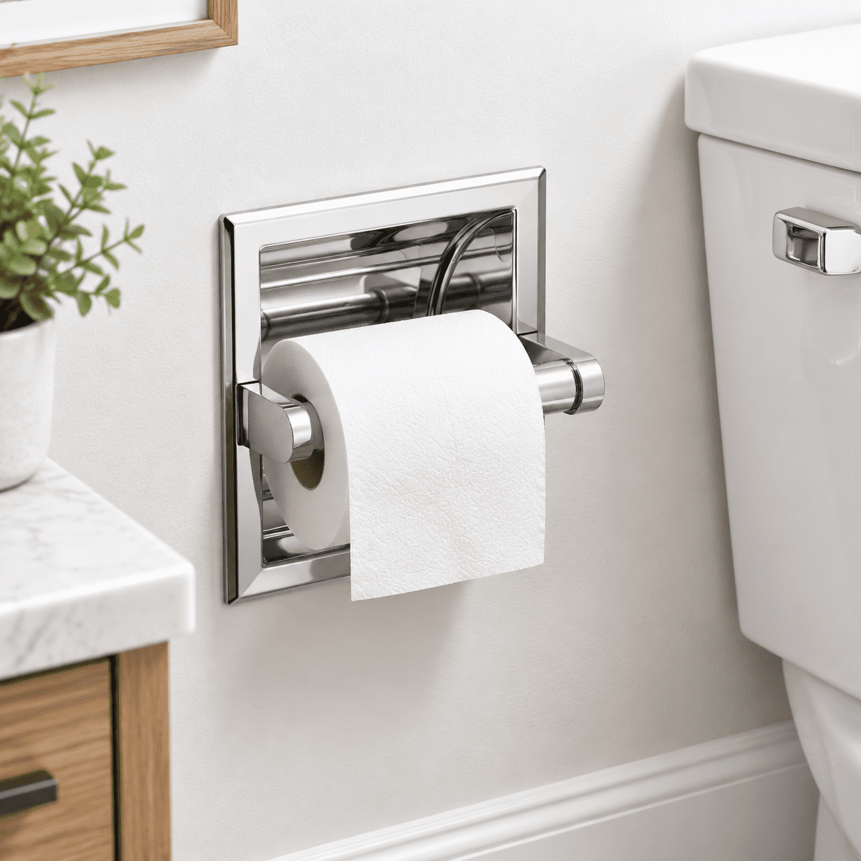 Recessed Toilet Paper Holder For Mega Rolls Chrome - Walmart.com