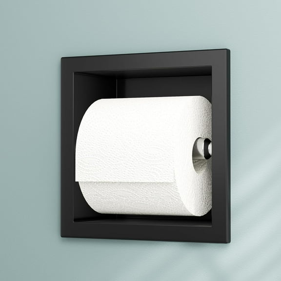 Recessed Toilet Paper Holder, Matte Black Toilet Paper Holder Built-in, Stainless Steel Recessed Tissue Paper Roll Holder, in Wall